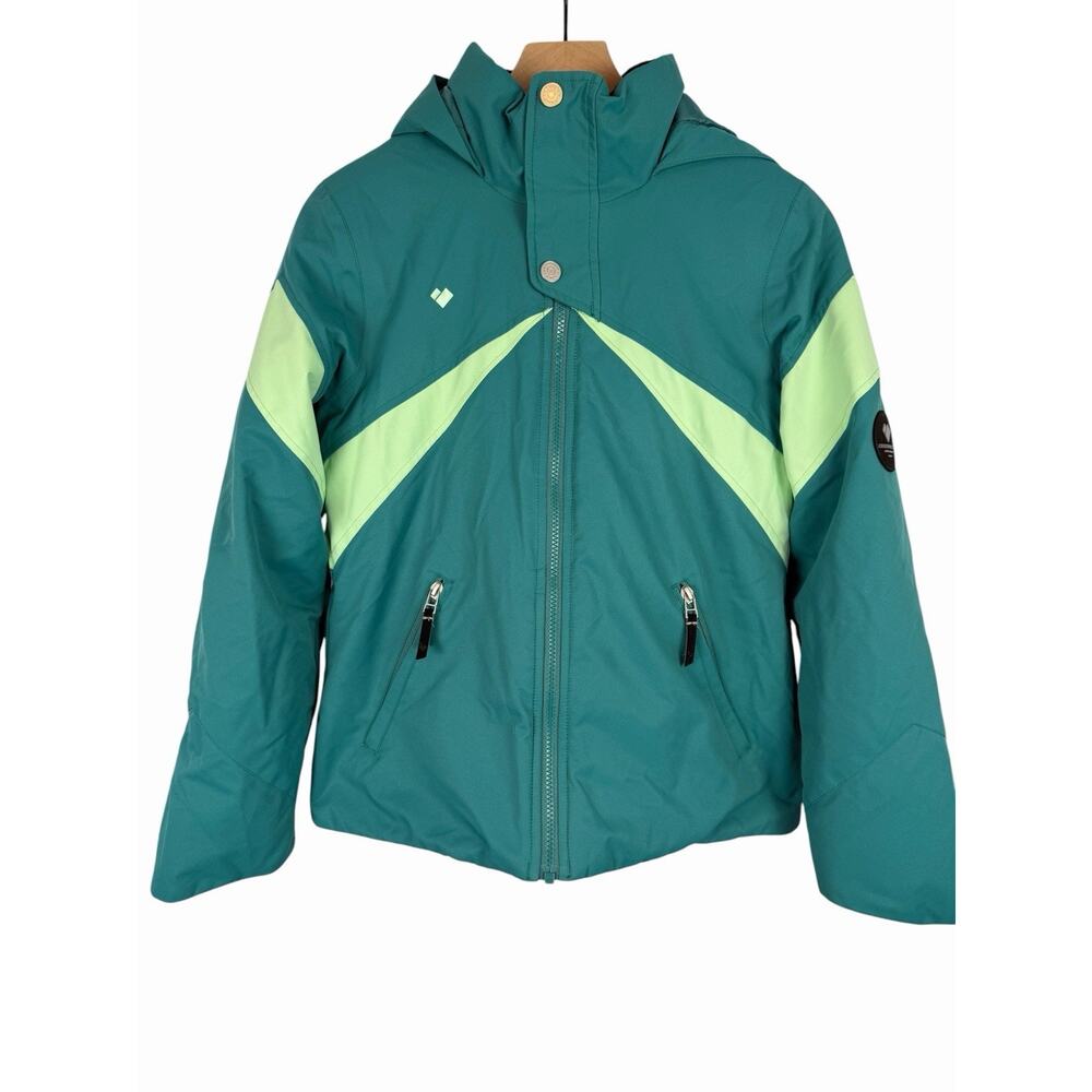 OBERMEYER Tabor Ski Jacket Girls 14-16 Green Insulated Technical Snowboard Hood